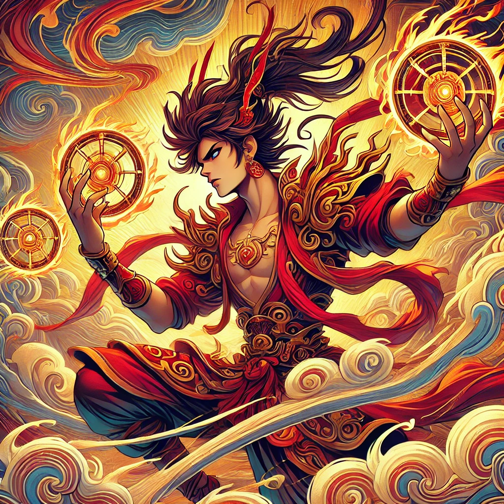 Here is a vibrant and dynamic illustration inspired by the movie Nezha