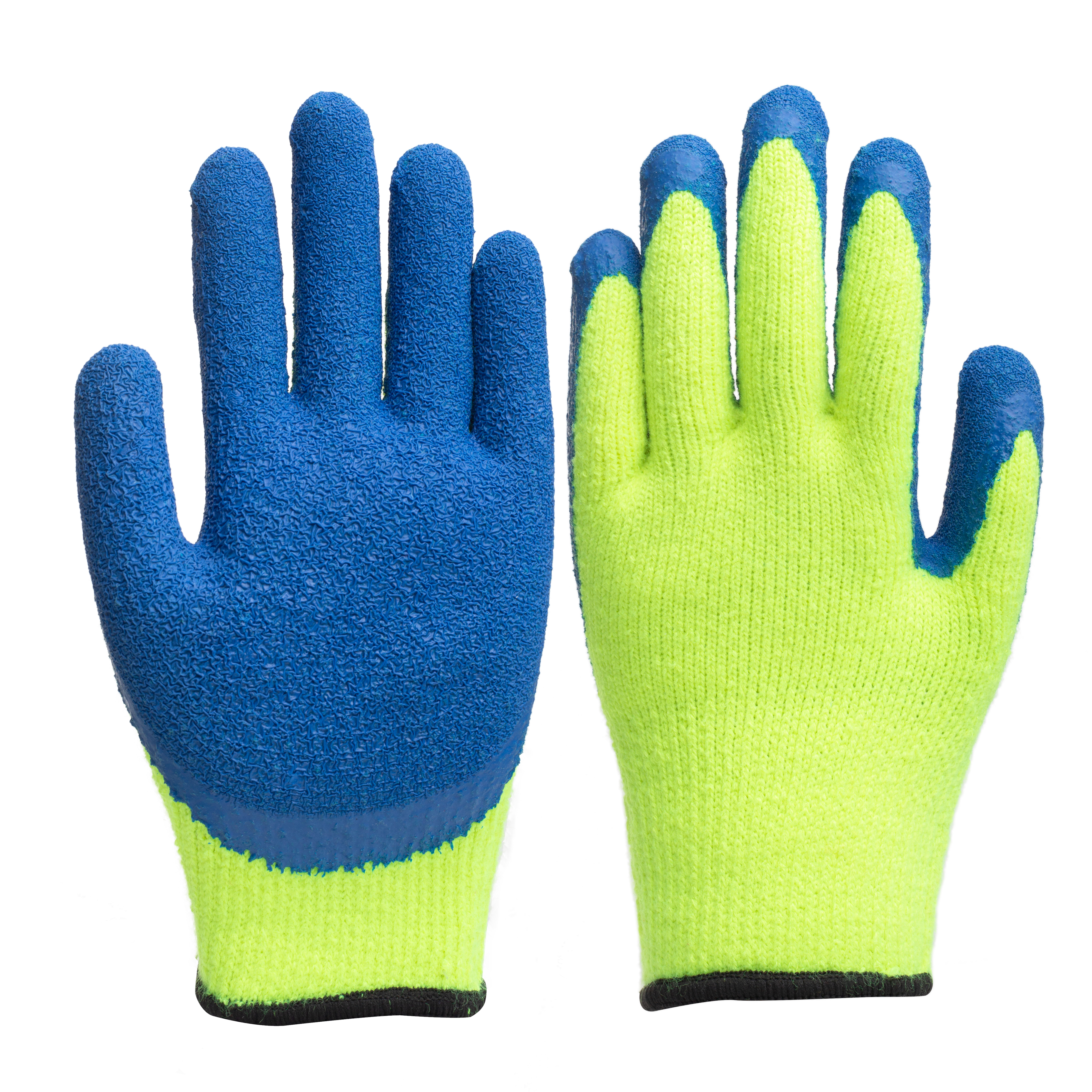 7G Acrylic terry brushed glove latex foam half coated