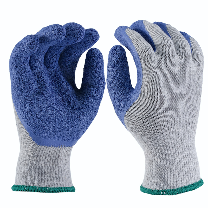 7G Acrylic terry brushed glove crinkle latex palm coated