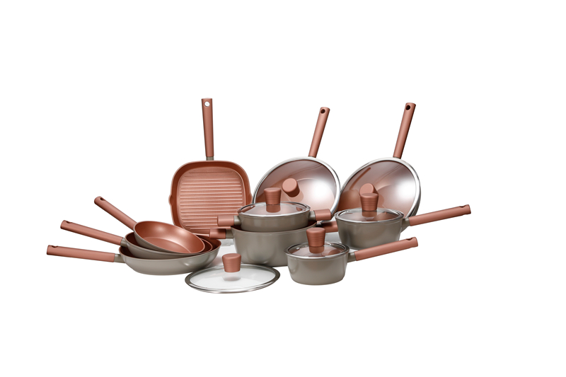 2024 Autumn Canton Fair Exhibit New Cookware Set---Copper and green Color Set