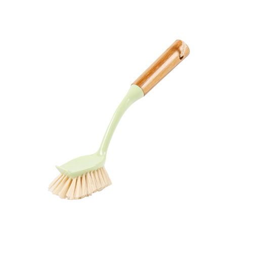 scrub brush cleaner with bamboo grip