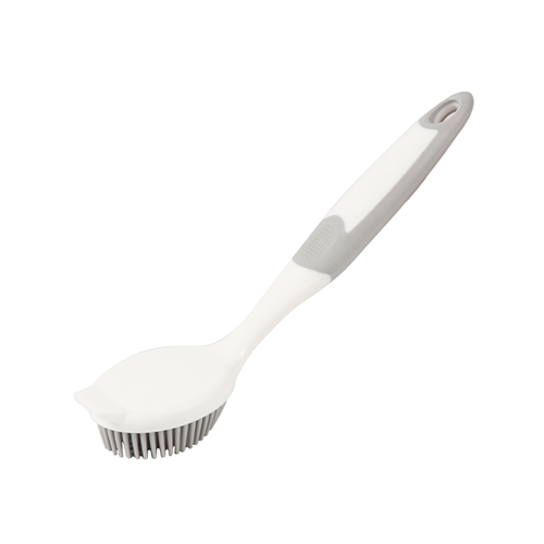 TPR dish brush with bristles and scraper