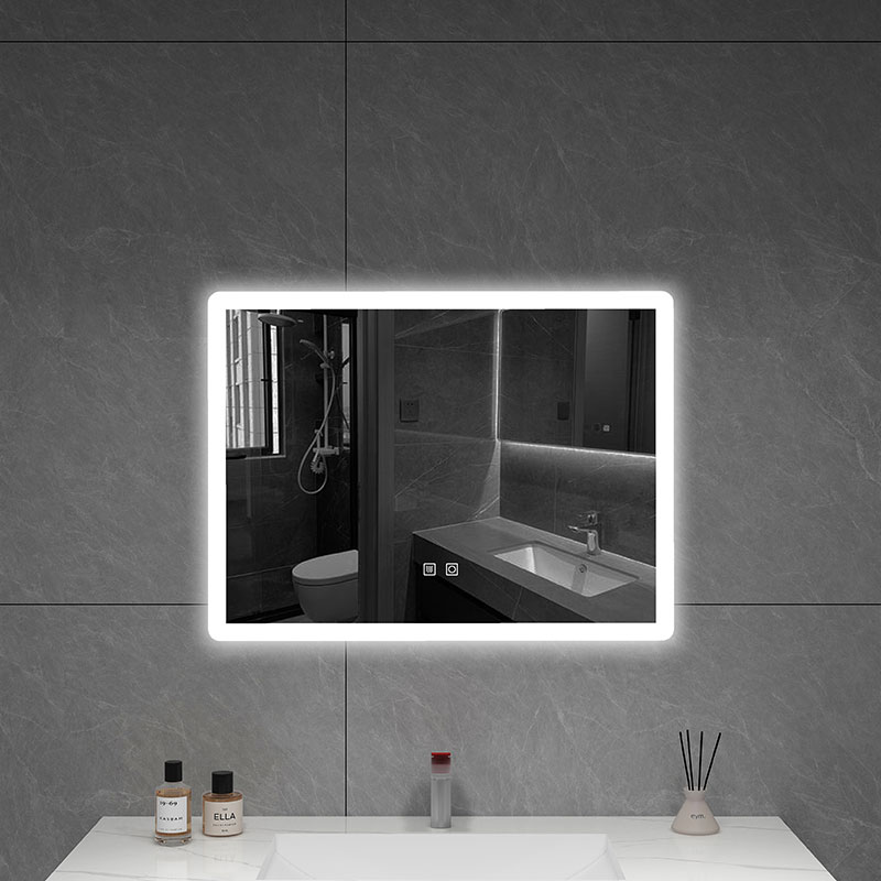 LED Bathroom Mirror Supplier 80x60cm with Anti-Fog and Dimmable Lighting