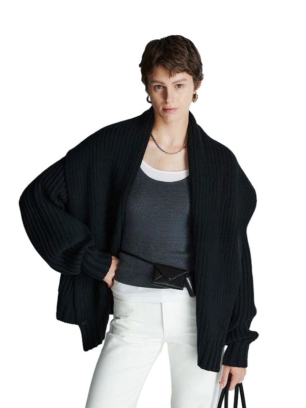 Knit Coat With Asymmetrical Scarf FM4986