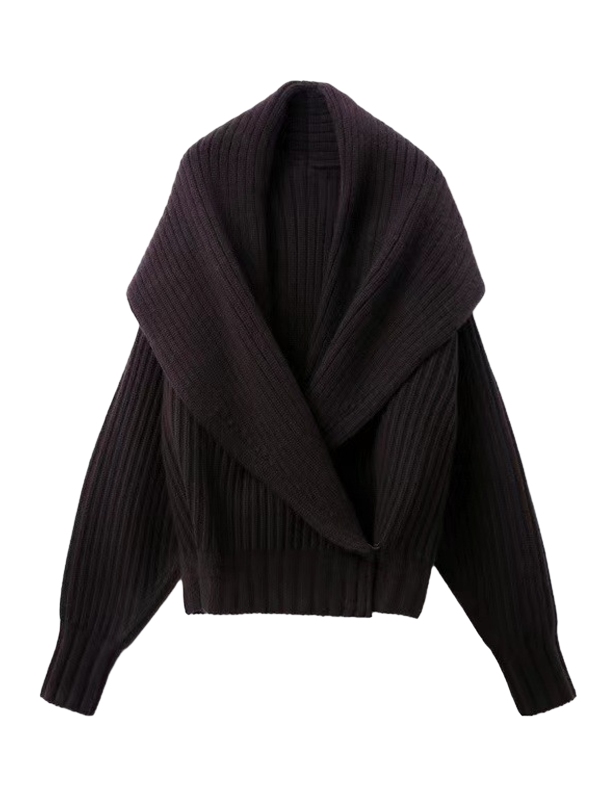 Knit Coat With Asymmetrical Scarf FM4986