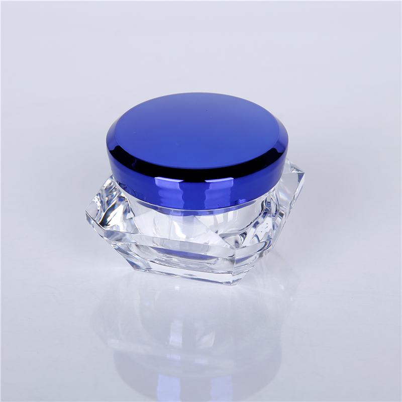 blue color cosmetic bottle jar