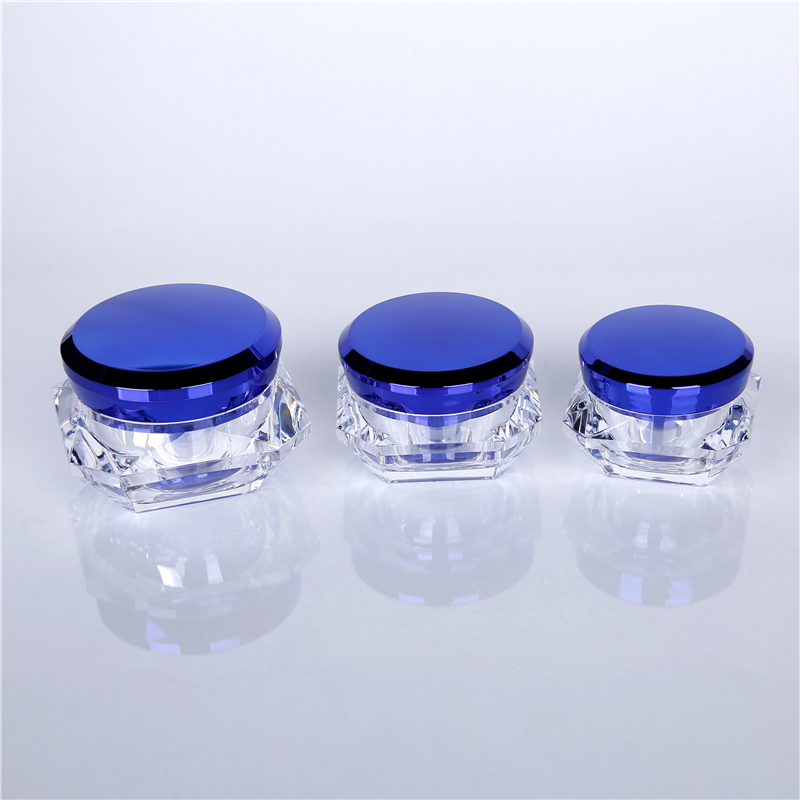 blue color cosmetic bottle jar