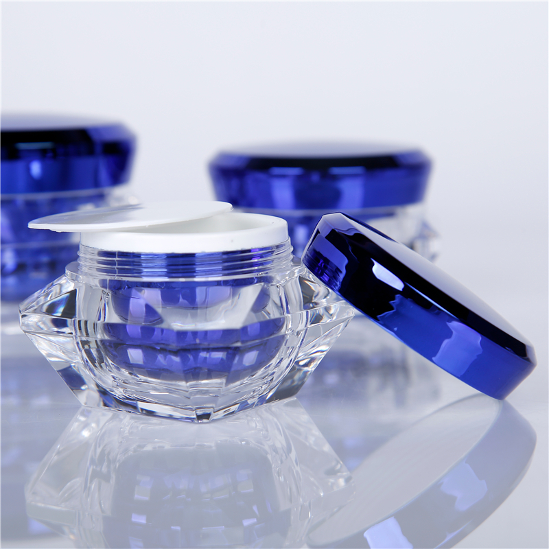 blue color cosmetic bottle jar