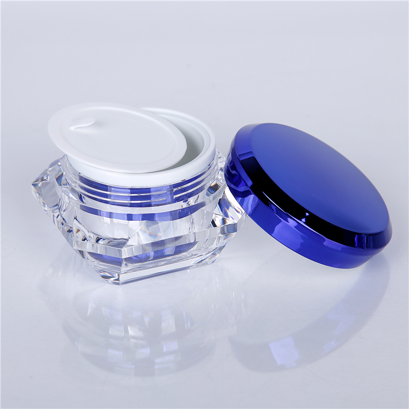 blue color cosmetic bottle jar